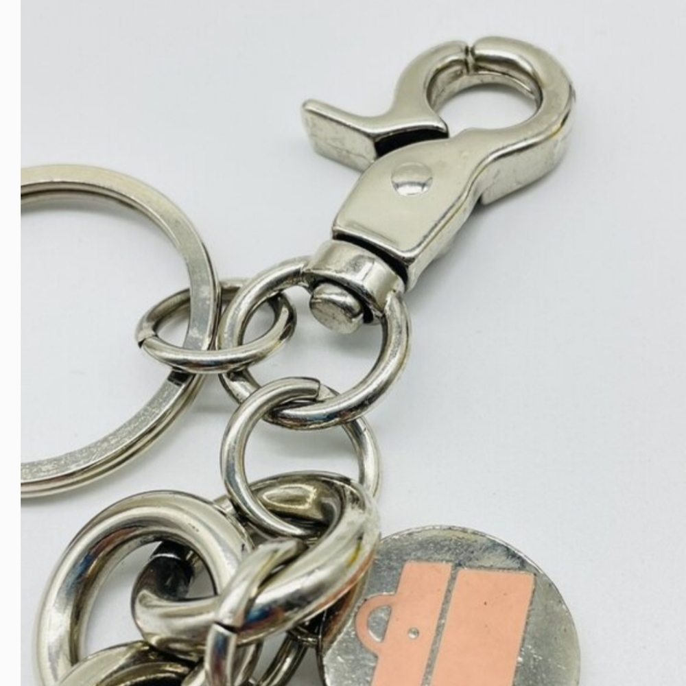 Kathy Van Zeeland Signed Rhinestone Fleur De Lis Heart Keychain Purse Charms Y2k - Picture 6 of 10